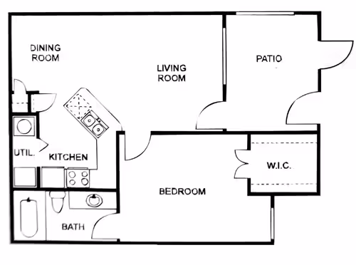 One Bedroom One Bathroom-A 60 1109 floor plan